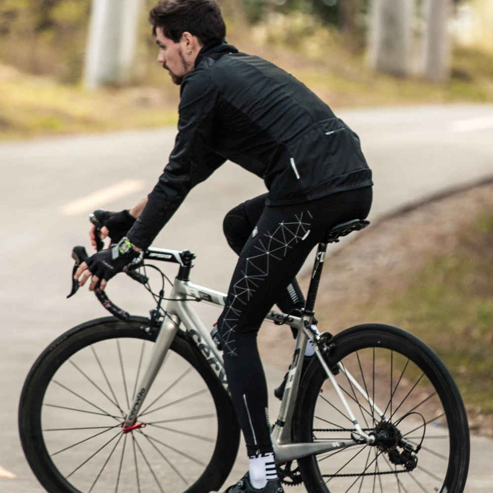 Santic мужские велосипедные MTB брюки зимние 4D Подушка Светоотражающие штаны сохраняющие тепло велосипедные брюки Полная зимняя азиатская M-4XL K7MB018H