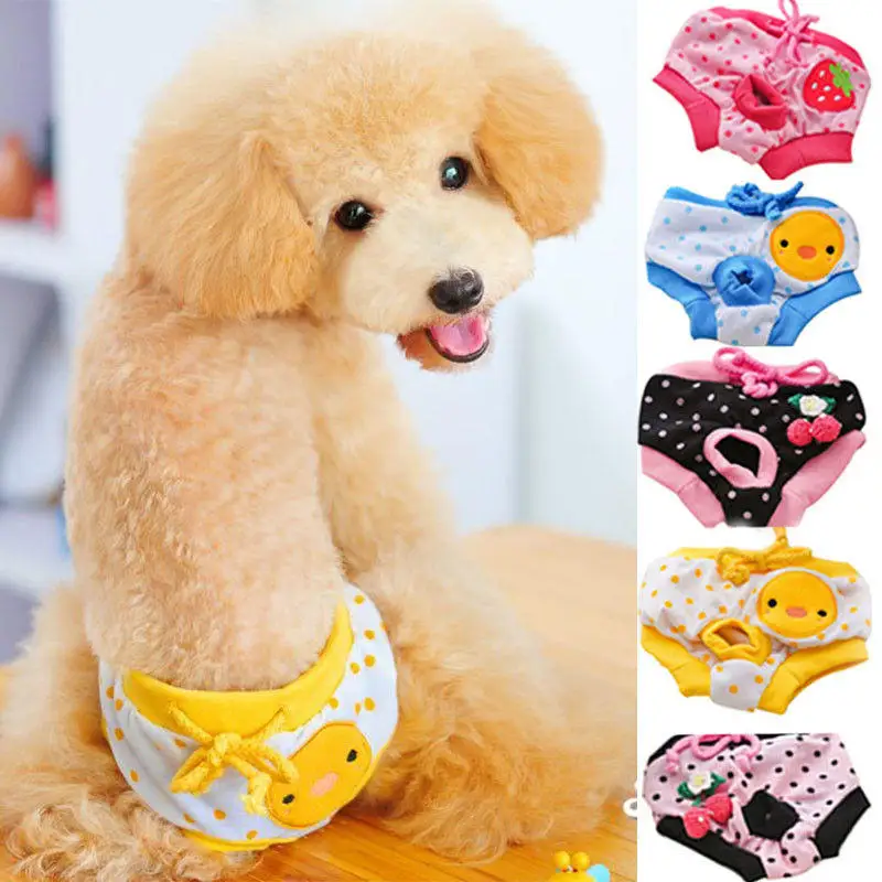 

Cute Female Pet Dog Puppy Diaper Pants Physiological Sanitary Short Panty Nappy Underwear S/M/L