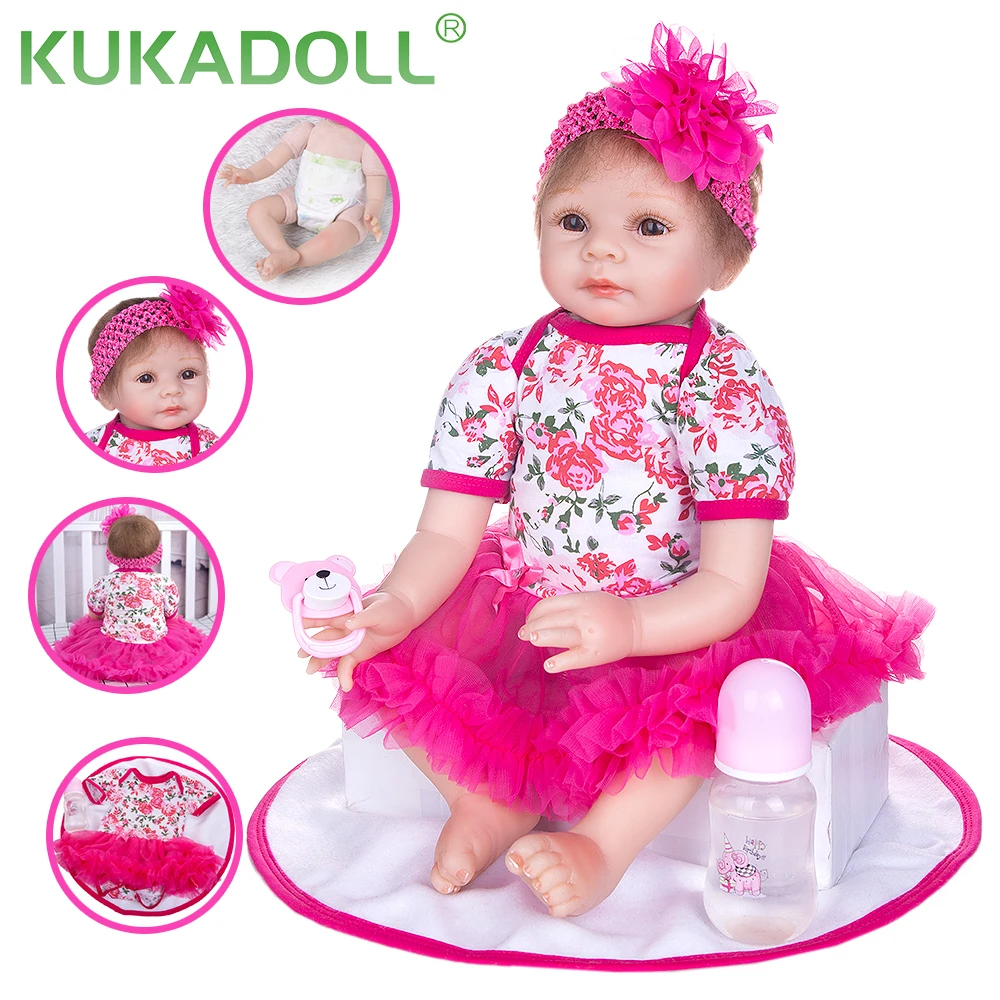 

KUKADOLL 22-дюймовая Реалистичная кукла новорожденная девочка тканевое тело мягкая милая кукла-младенец игрушка для детей подарок на день рожде...