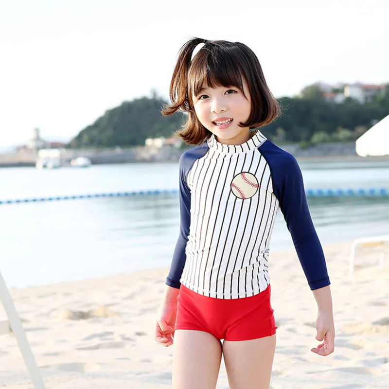 

KID'S Baseball Stripes Cap Two-piece Hot White Clothing Springs Swimsuits Swimwear Paragraph Female White Stripes Baseball Cap P
