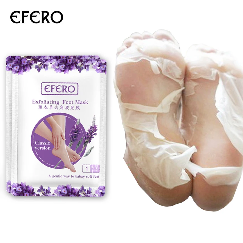 Efero 6 шт. = 3 пары отшелушивающая маска для ног, маска для ног, крем для ног, лаванда, пятки, кислотный пилинг, носки для педикюра