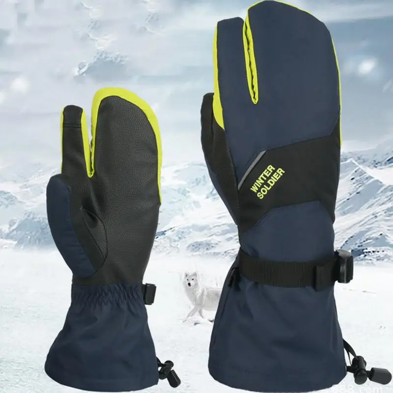 Перчатки Лыжные унисекс, зимние, водонепроницаемые, с тремя пальцами, для сенсорного экрана, для велоспорта, скалолазания от AliExpress WW