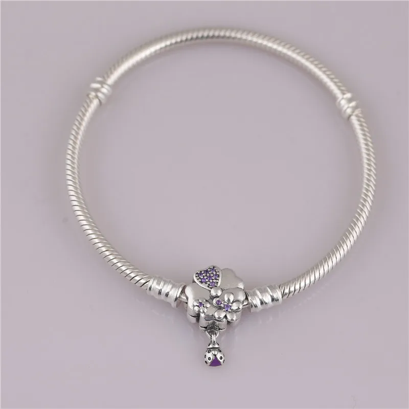 Новый браслет из стерлингового серебра 925 пробы DIY Гламурные клипсы с цветами