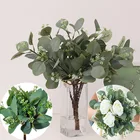 1 шт.-5 шт. Искусственный лист эвкалипта, стебель, ветка эвкалипта, искусственный цветочный букет, растение, украшение для свадьбы, праздника, зелени