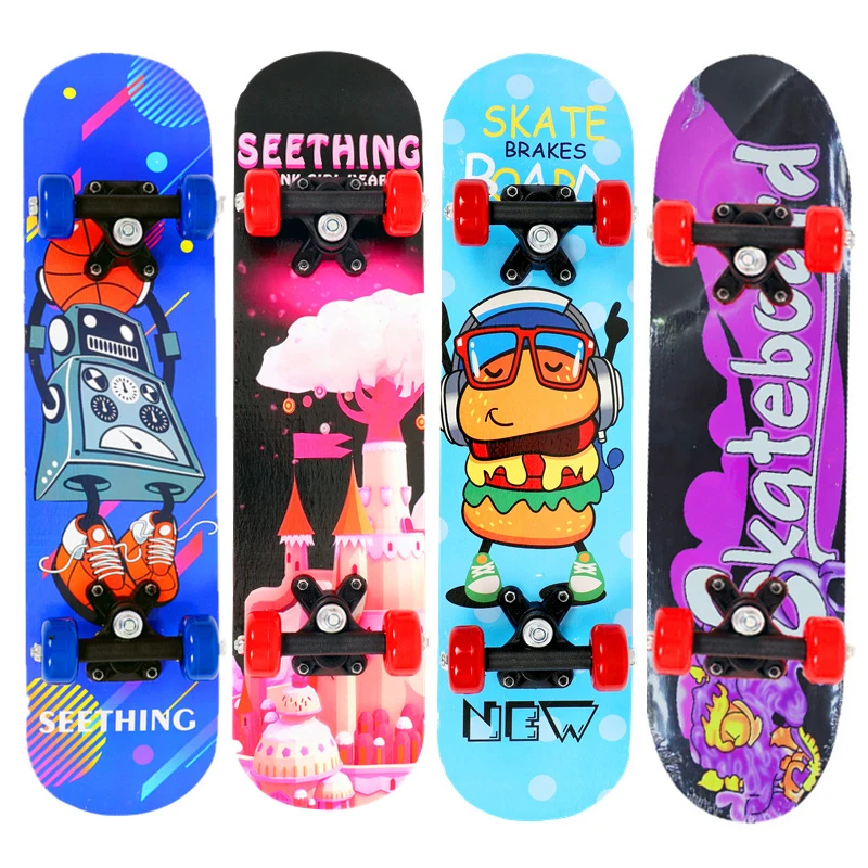 

24inch Kids Children Cartoon Skateboard Maple Wood Double Rocker Deck Skate Board Four Wheels Longboard Skateboard 60*15cm Deck
