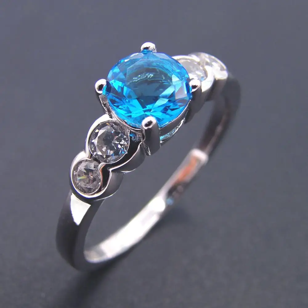 

Beautiful 925 Sterling Silver Sapphire CZ Stone Antique Women's Ring For Engagment Wedding Jewelry Party Gift
