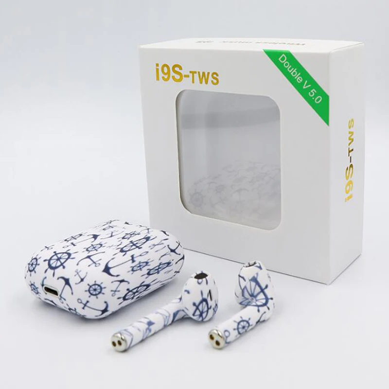 I9S TWS Наушники Беспроводные Bluetooth 5,0 бинауральные говорящие художественные картины наушники Автоматическое Сопряжение Siri POP UP для iPhone 7 8 X XS