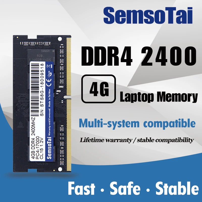 Оперативная память для ноутбука SemsoTai ddr4 4 ГБ 8 2400 МГц 2666 CL = 17/19 PC4 19200/21300 288pin Dimm