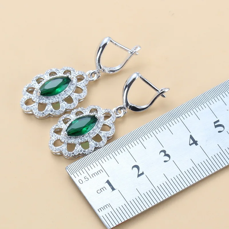 Натуральный камень CZ Зеленый Ювелирные наборы для женщин модный костюм Висячие