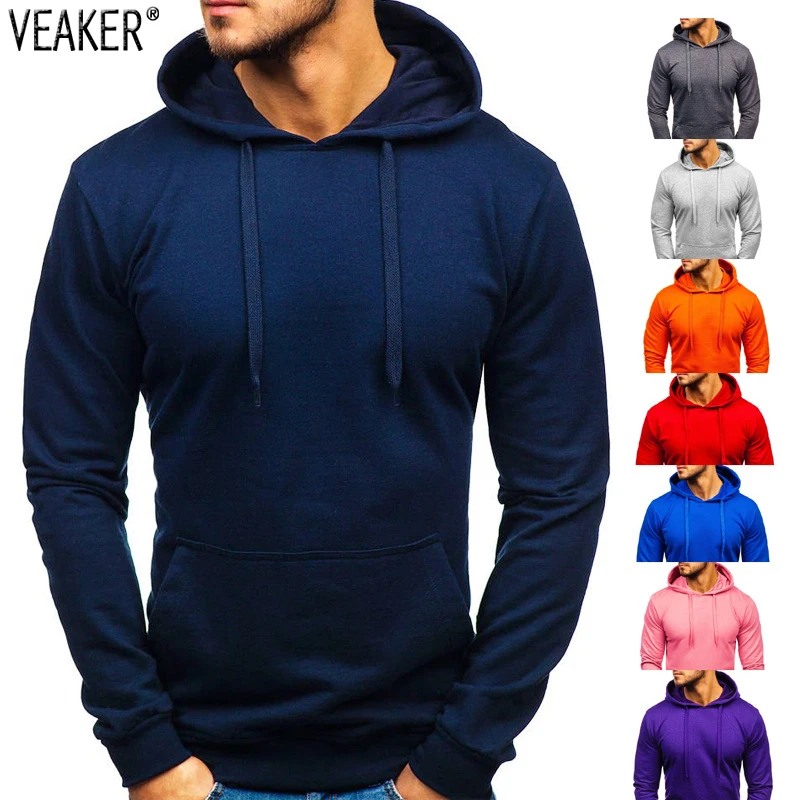 2021 New Men's Casual Hoodies Sweatshirts Male black gray Red Hooded Pullovers Solid Color Outerwear Tops 10 Colors M-3XL
