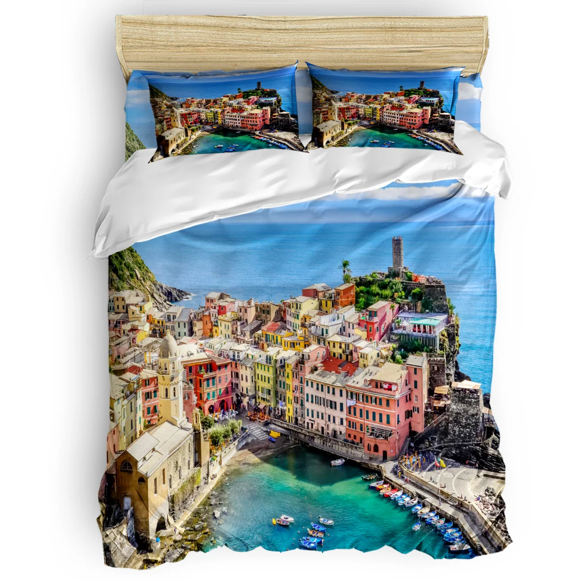 

Итальянский набор пододеяльников Cinque Terre Ocean, 2/3/26 шт, Комплект постельного белья, простыня, наволочки