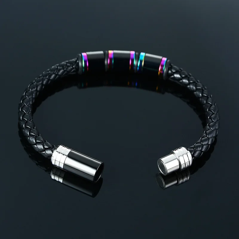 

GorGor New Arrivals Microfiber Leather Bracelet Stainless Steel Black Bracelet for Fashion Men Simple Jewelry Gift BL569