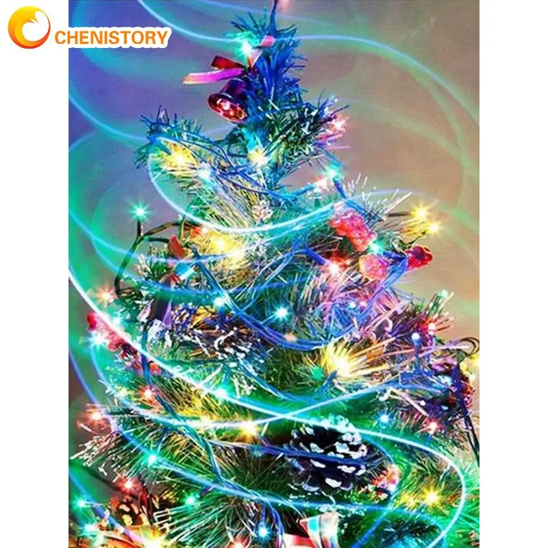 

CHENISTORY Full Square Round Drill Diamond Painting Christmas Tree 5D DIY Diamond Embroidery Picture Rhinestones Mosaic Decor