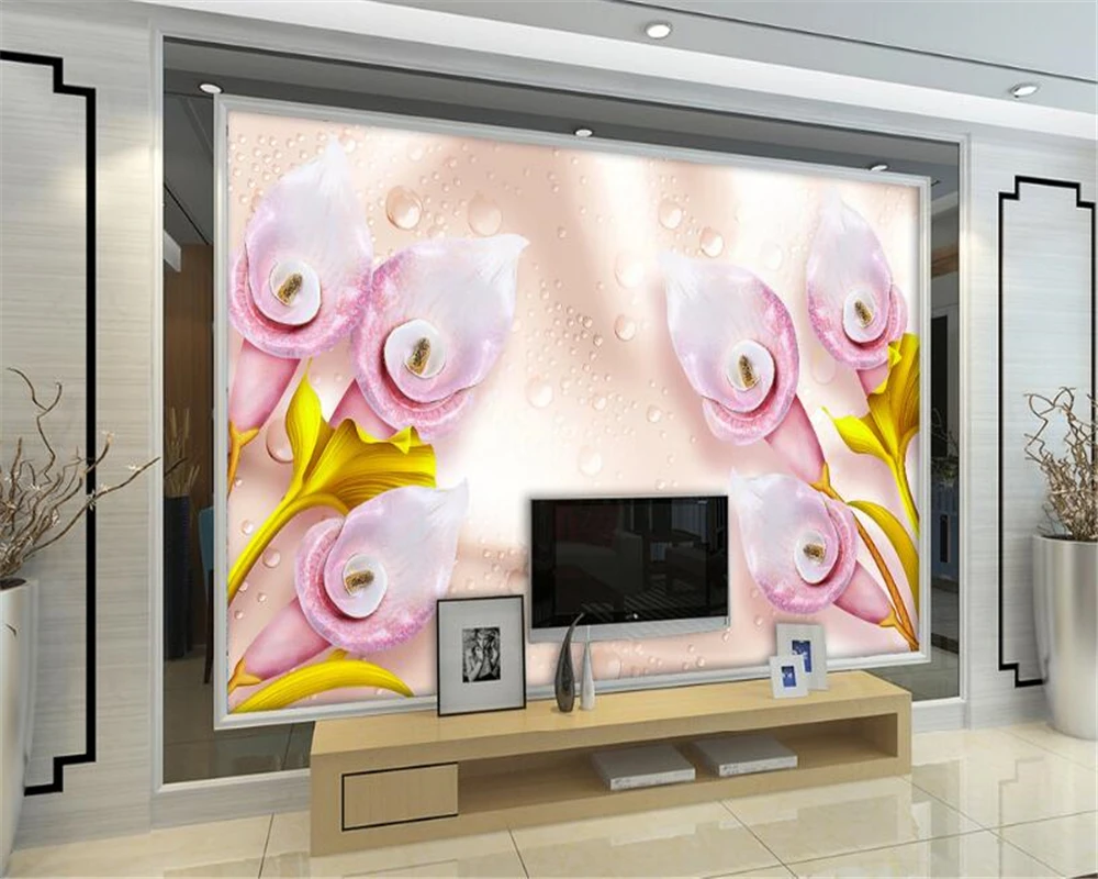 Большой индивидуальный ПВХ HD Розовый 3D объектив Calla трехмерная тисненая шелковая