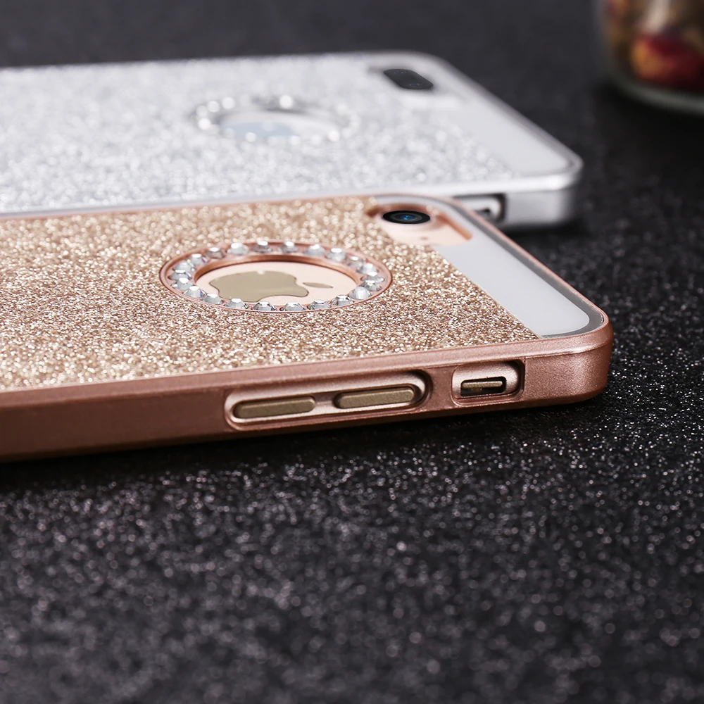 KISSCASE Bling Glitter Phone Cases For iPhone 7 Plus 8 6 6S Shiny Matte 5 5S SE Plain Hard Back Cover Capa |