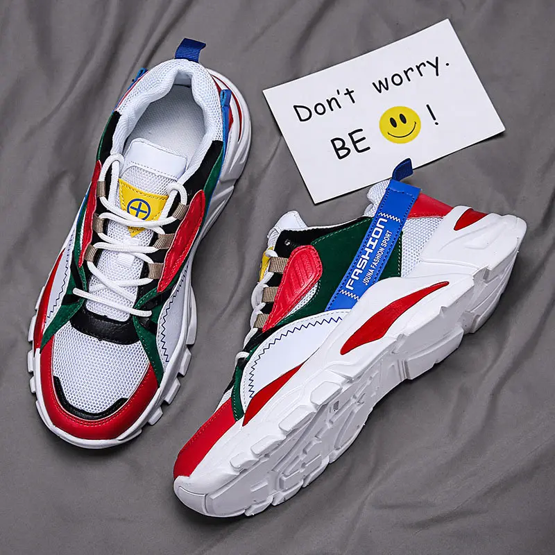 

New breathable mesh men casual shoes lac-up sneakers men new fashion mixed color walking shoes men sneakers tenis masculino