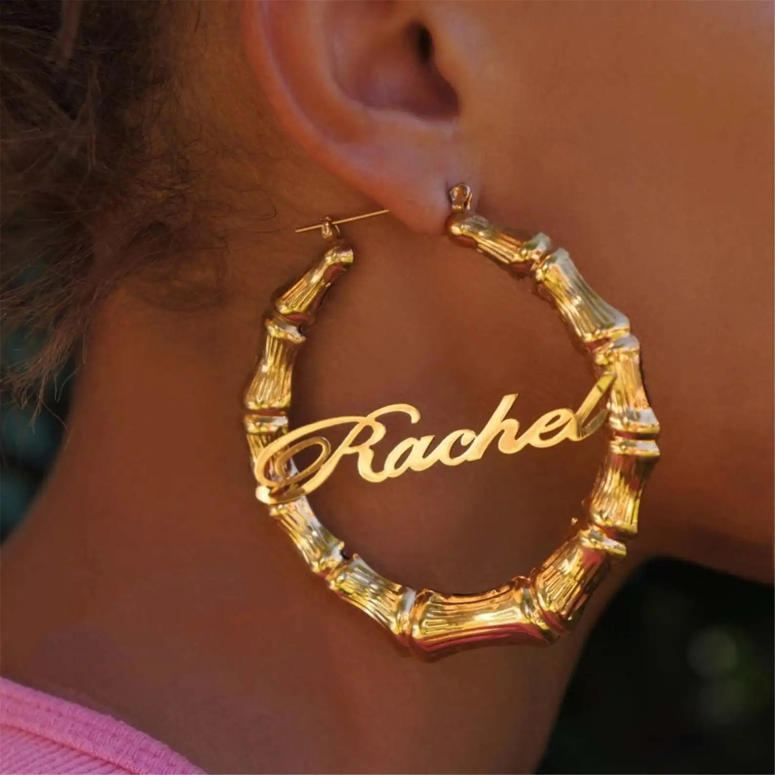 

Bamboo Earrings Hiphop Sexy Bamboo Hoop Earrings Customized Customize Name Earrings Bamboo Style Custom Earrings Statement