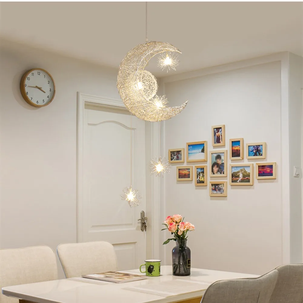 Подвесная лампа в виде Луны алюминиевый светильник без ржавчины креативный для