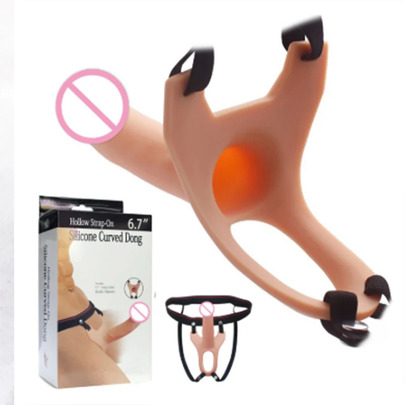 Секс носимые полые фаллоимитаторы эластичный ремешок силиконовый изогнутый