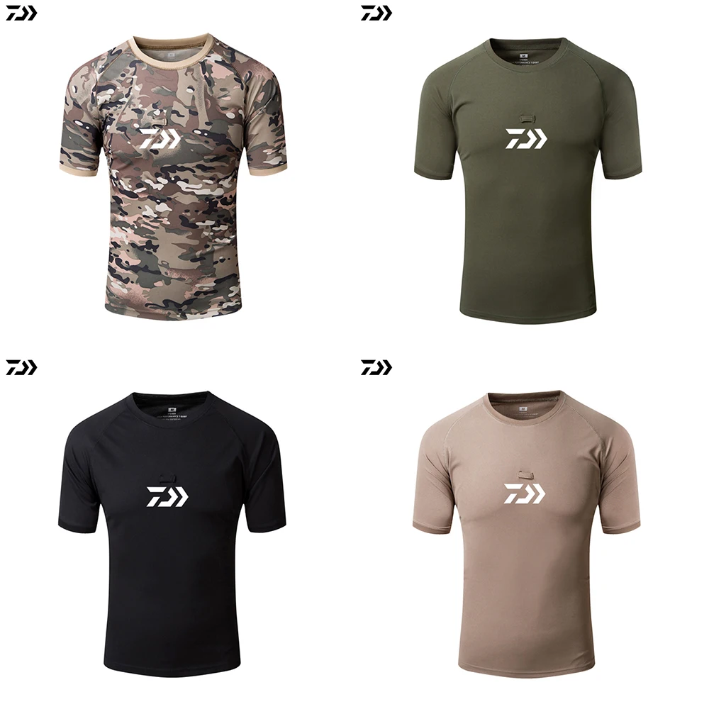 Мужская одежда футболка для рыбалки камуфляжная с коротким рукавом
