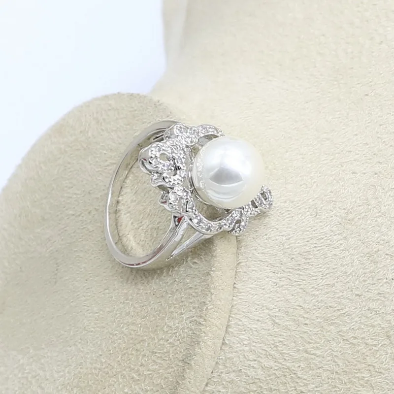 Свадебные ювелирные изделия с белым жемчугом серебряного цвета свадебные