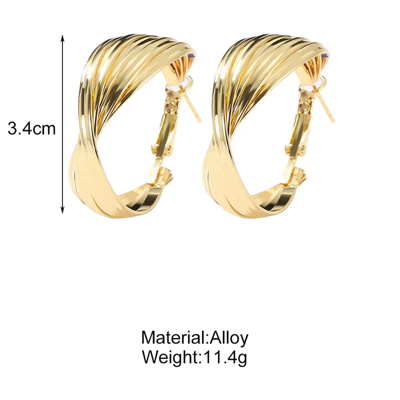 

Vintage Fashion Metal Gold Color Twisted Hoop Earrings For Women Temperament New Design Cross Circle Dangle Earrings Jewelry