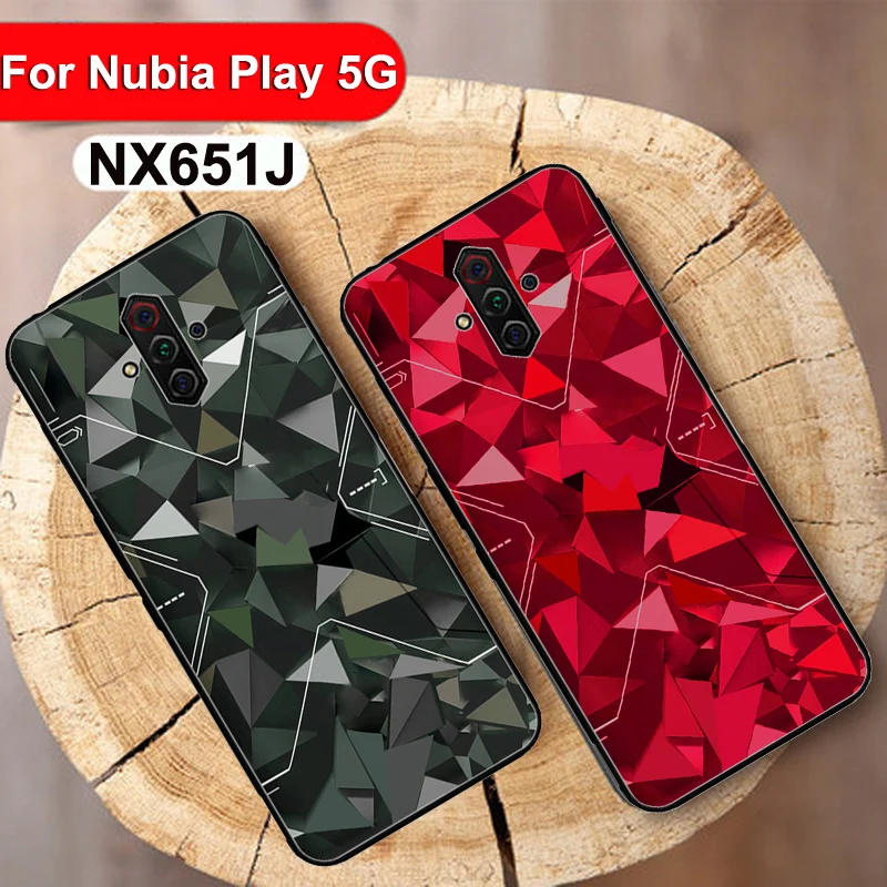 Чехол для ZTE Nubia Play 5G 2020 черный Камуфляжный Силиконовый ТПУ мягкий чехол задней