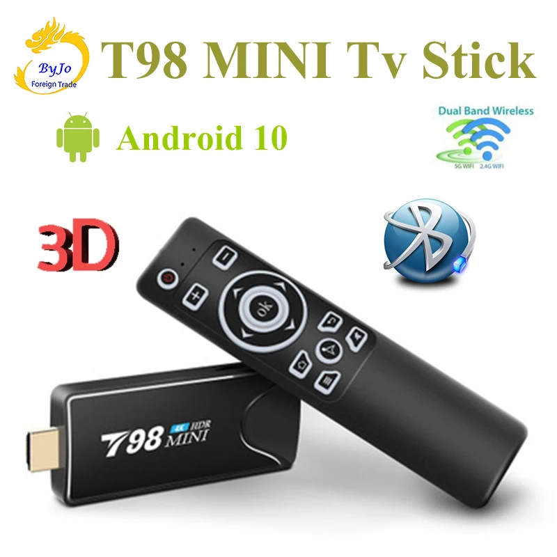 T98 MINI PC Dongle Miracast Bluetooth Wi Fi HDMI 4K Tv Stick Android 10 0 4 Гб 32 ГБ ТВ приставка
