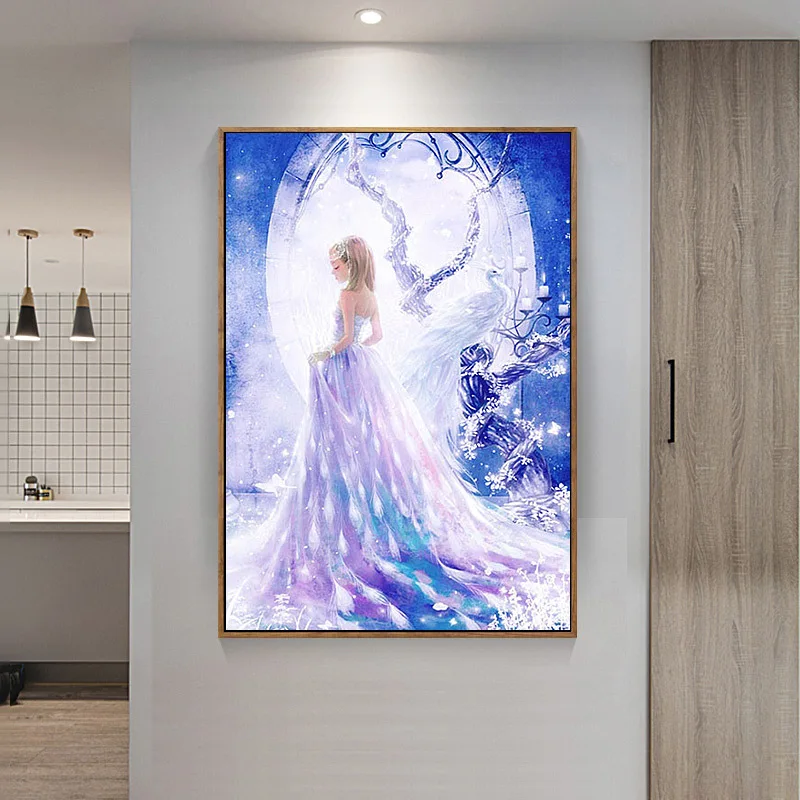 55*78 см Алмазная картина для девочек сделай сам Павлин Принцесса полная дрель