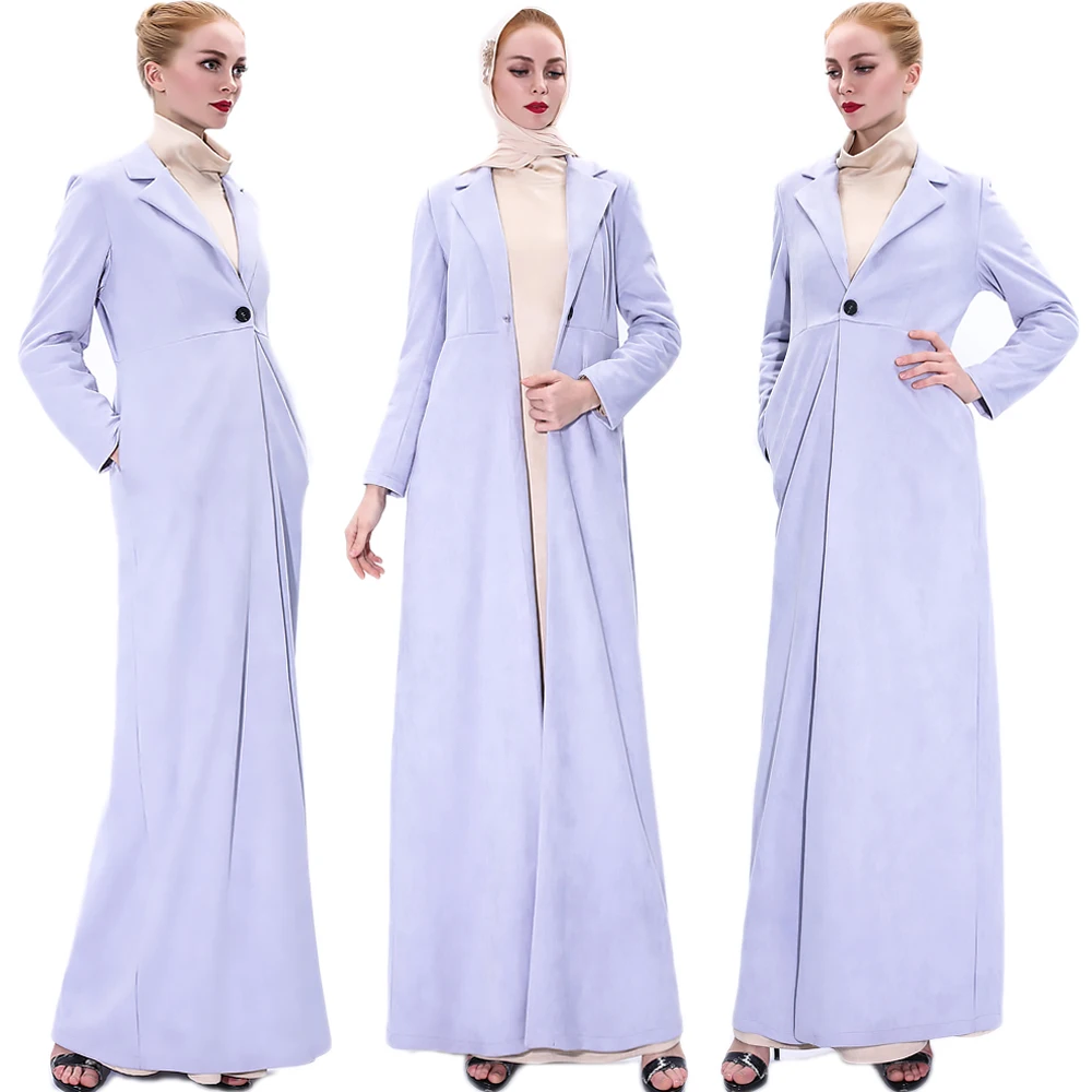 Мусульманский женский плащ, длинное пальто, верхняя одежда на одной пуговице, замша, теплое, абайя, скромное зимнее платье, турецкий кафтан, ...