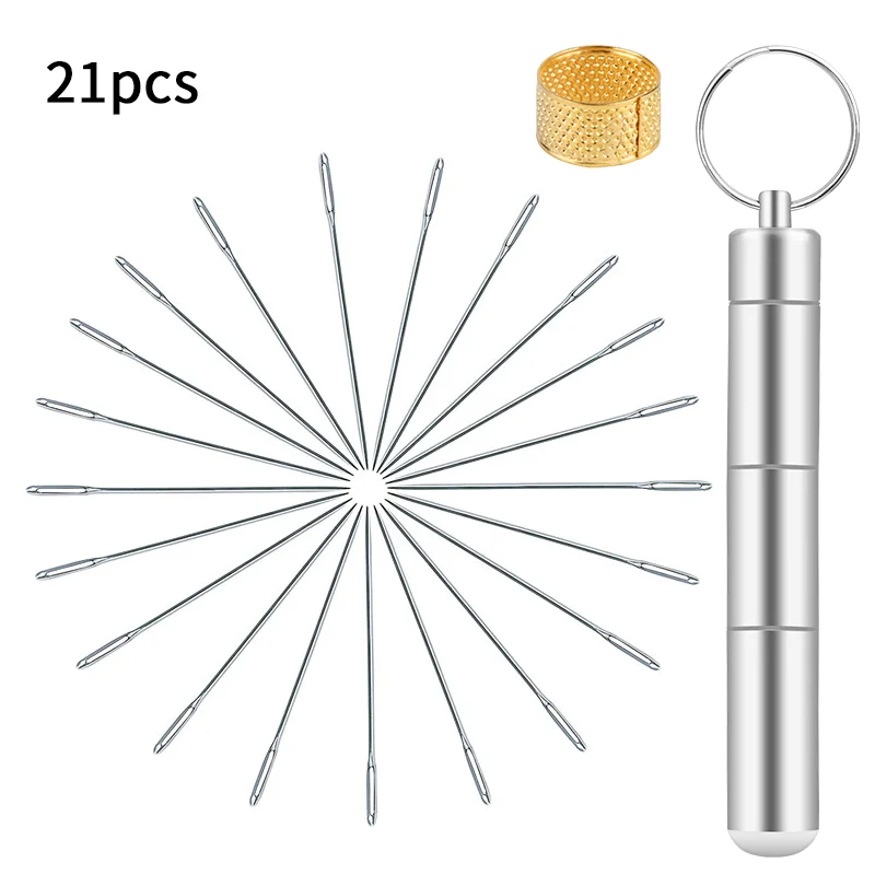 

LMDZ 21 Pcs Large Eye Sewing Needles, 2.36Inch/6CM Sewing Sharp Needles, Handmade Leather Needle Embroidery Thread Needle