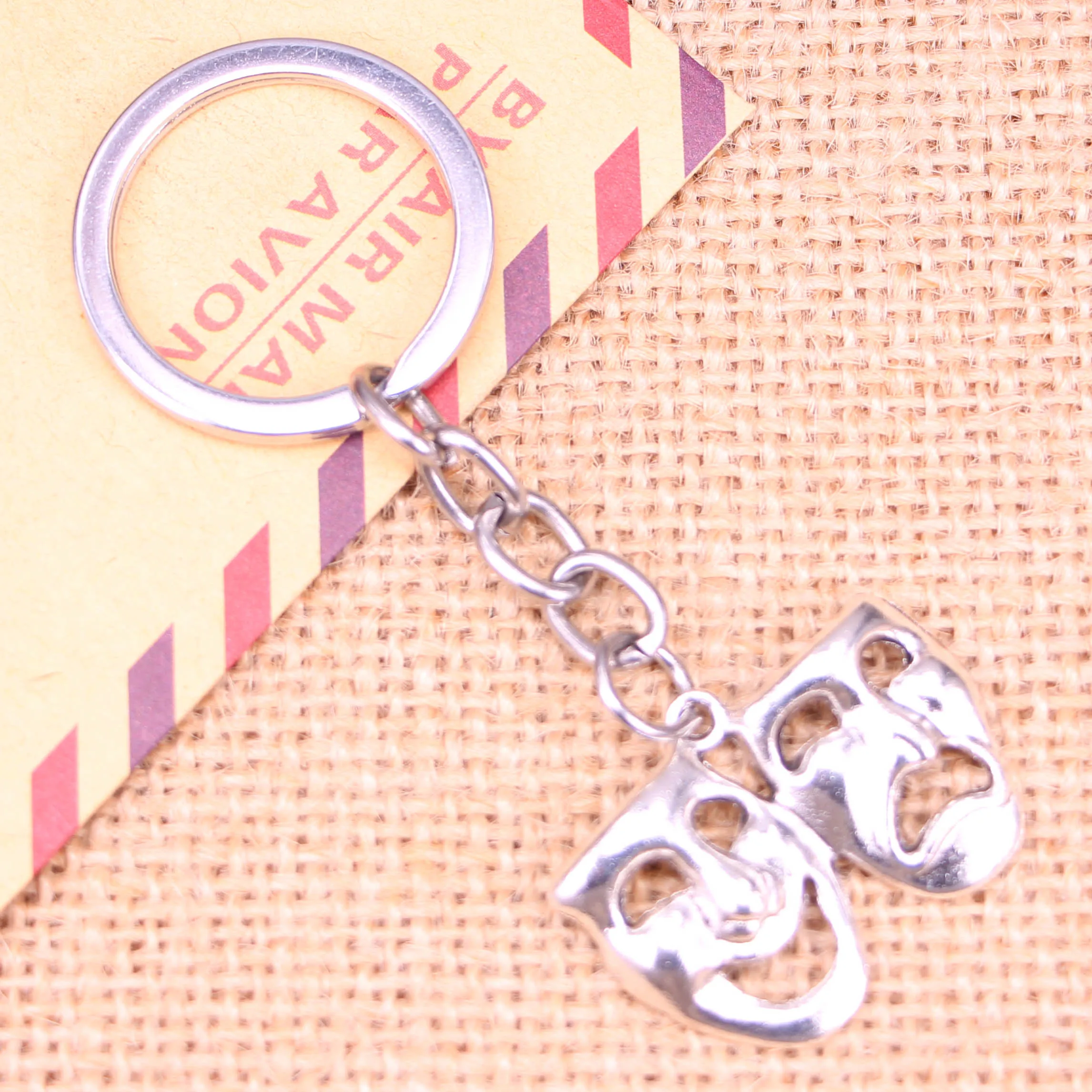 New Fashion Keychain 31x23mm comedy tragedy masks Pendants DIY Men Jewelry Car Key Chain Ring Holder Souvenir For Gift | Украшения и