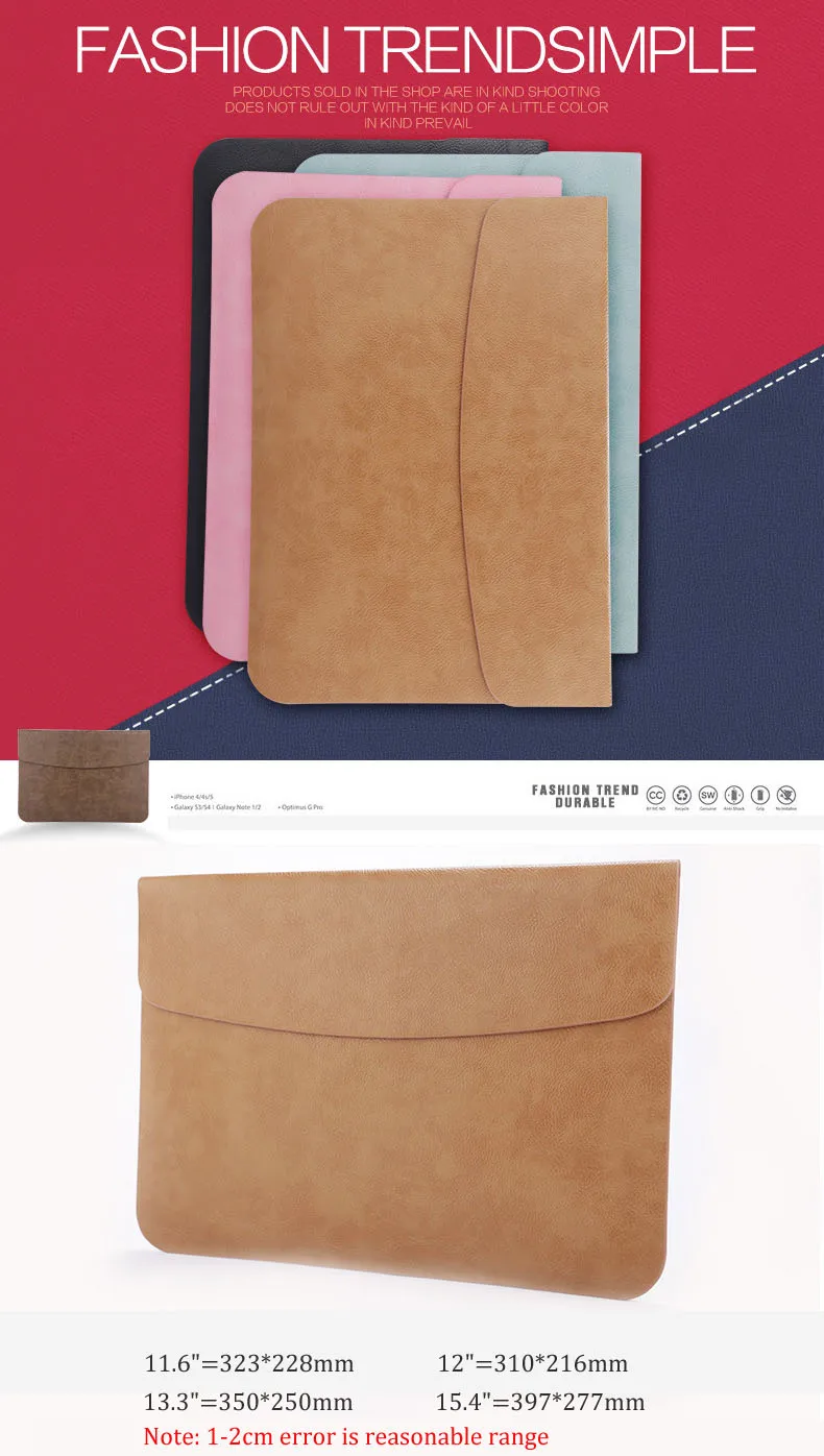 Тонкий PU кожаный чехол для ноутбука Macbook Air 13 11 12 Pro 13 15 чехол для Xiaomi Mi ноутбука 13,3 15,6 крышка