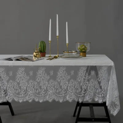 

American country lace tablecloth, black white cloth napkins coffee table book table cloth