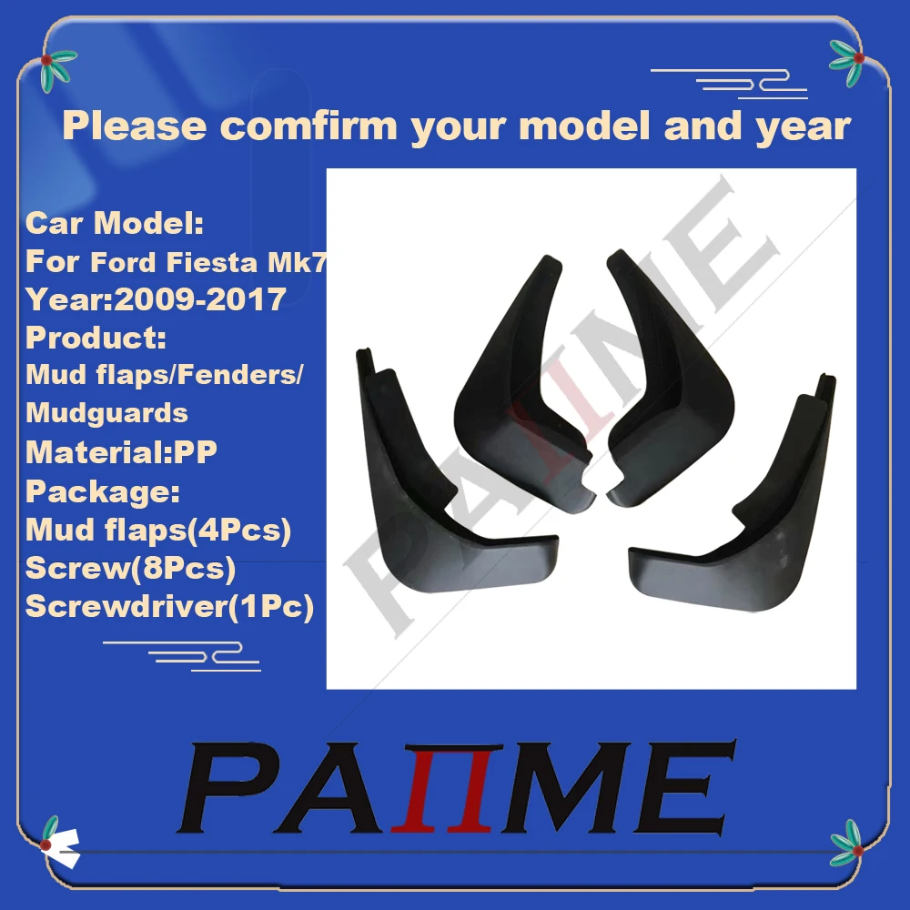 

MudFlaps For Ford Fiesta Mk7 2009-2017 4pcs/Set Molded Splash Guards Front Rear Mud Flap Mudguards Fender YC102039