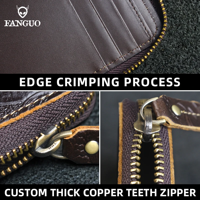 Multi-function Thin Card Holder Wallet Genuine Leather Credit Card Case Cover Portable Money Bag With Zipper Closure Coin Purse