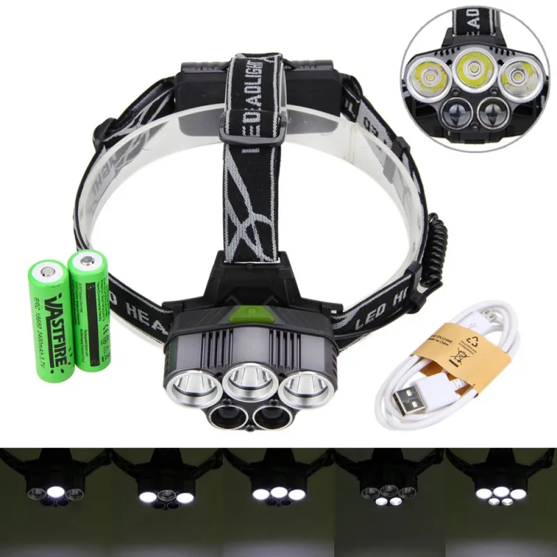 5x белый T6 светодиодный 2000 люменов перезаряжаемая фара 6 режимов