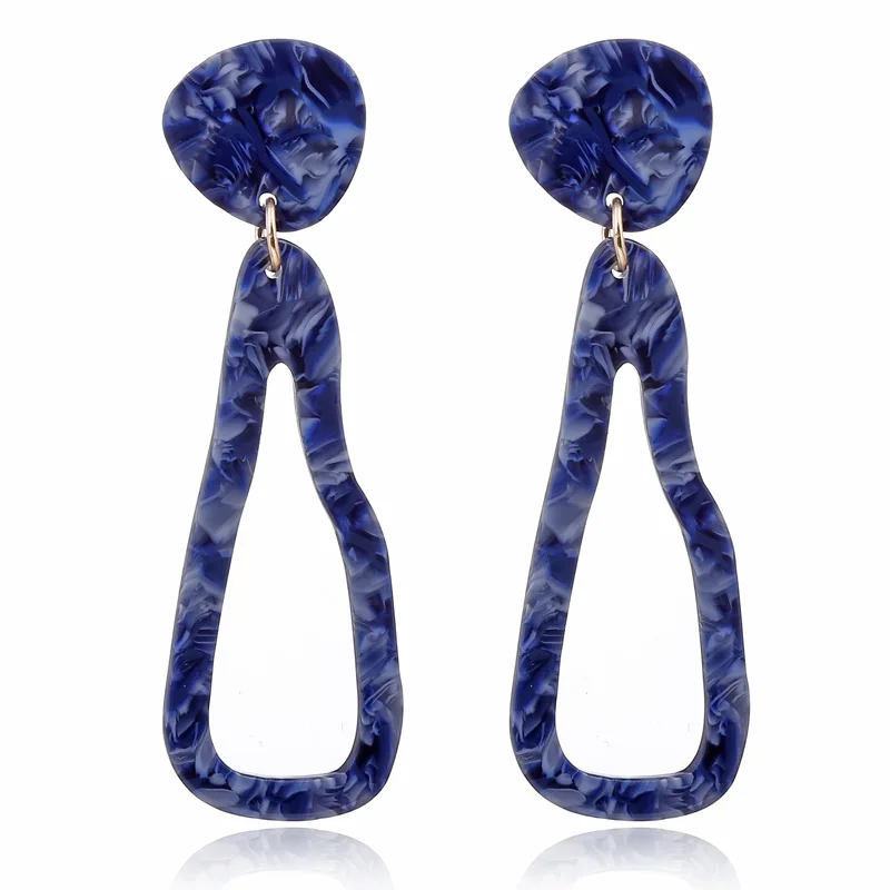 Женские акриловые серьги в синем картина из 5 частей геометрическая форма модные