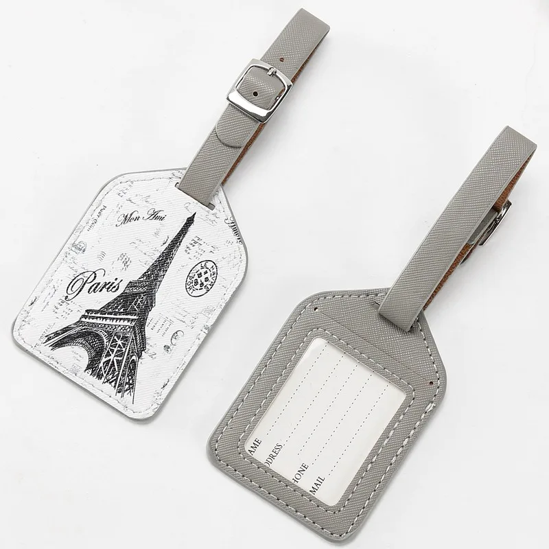 

Eiffel Tower Old Times Suitcase Leather Luggage Tag Label Bag Pendant Handbag Travel Fashion Accessories