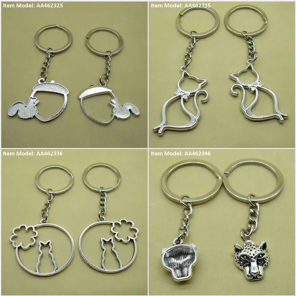 Keychain Keyring Acorns Squirrel Cabochon Frame Kitten Cat Lucky Clover Leopard | Украшения и аксессуары