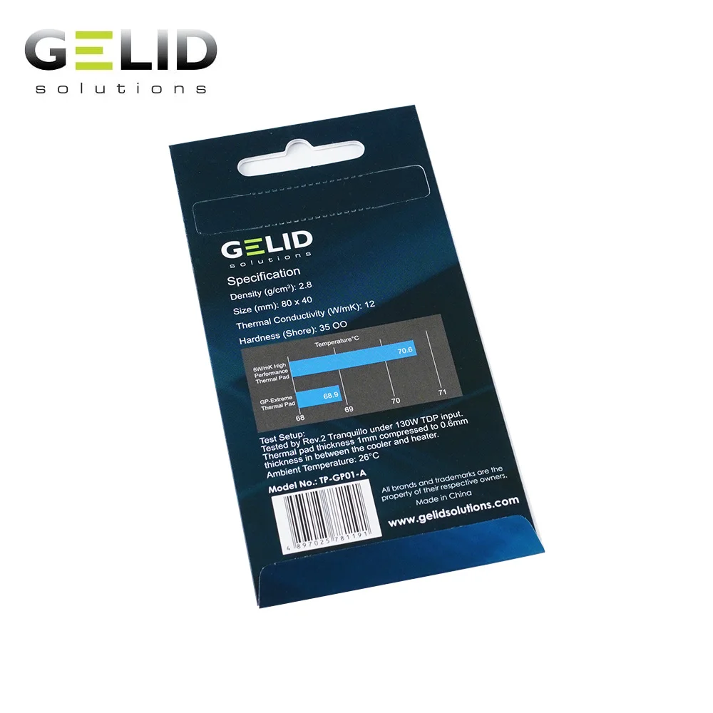 

GELID GP-EXTREME Heat Dissipation Thermal Pad 80x40mm 0.5mm/1.0mm/1.5mm/2.0mm/3.0mm Notebook GPU Card ,RAM Cooler 12W/mk