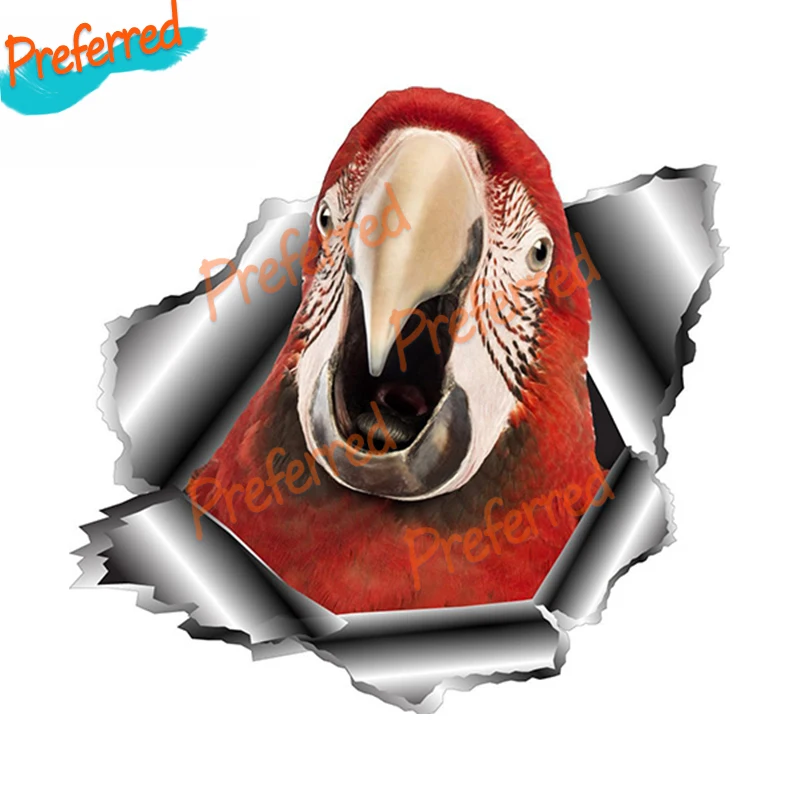 

3D Parrot Torn Metal Decal Motocross Racing Laptop Helmet Trunk Wall Vinyl Car Sticker Die Cutting Waterproof PVC