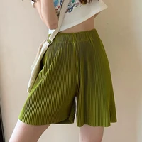 cycling shorts summer women shorts high waist solid color wide leg pleated loose sports short pants woman clothes 2021 fashion