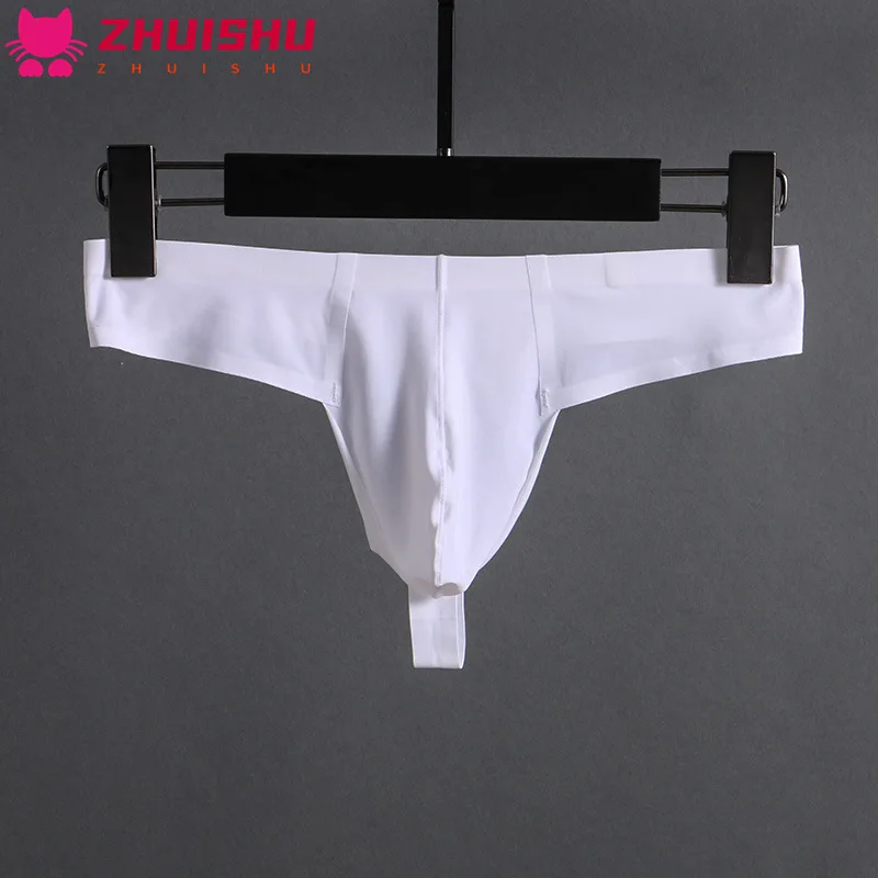 

ZHUISHU Thong Ice Silk Traceless Low Waist Convex Large Bag Men's Fun Underwear Source