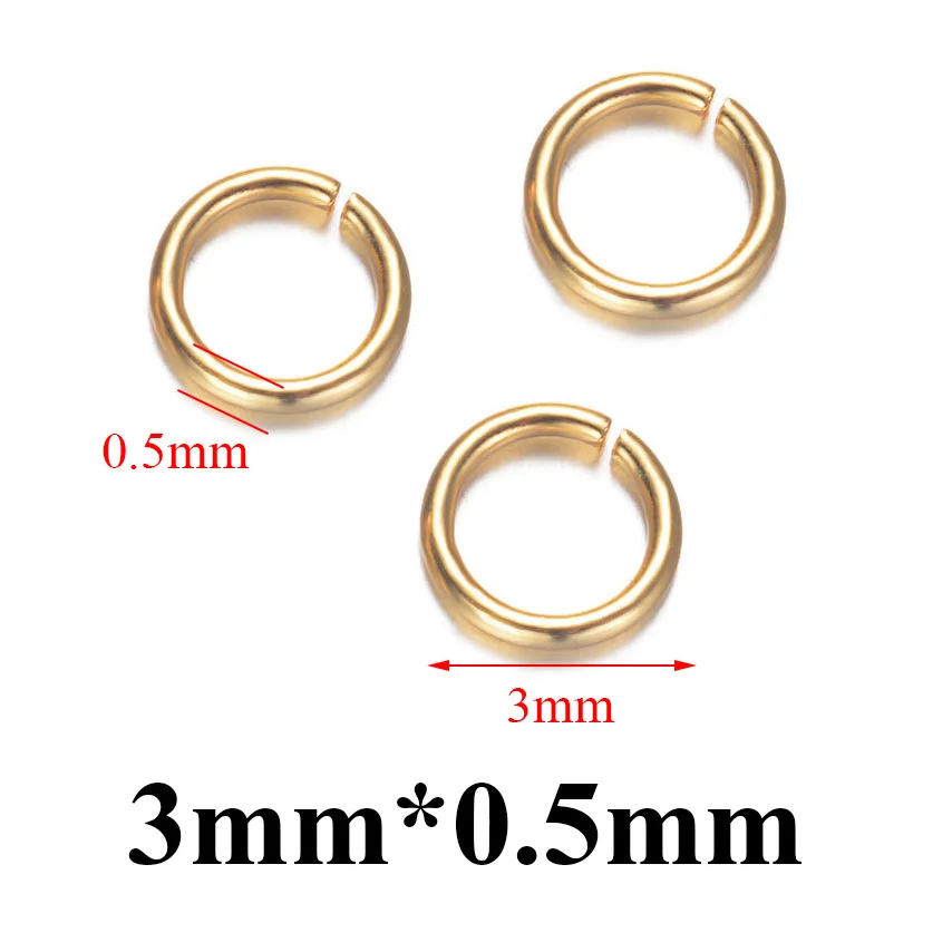 0.5mmx3mm Высококачественные золотые кольца из нержавеющей стали для изготовления ювелирных изделий, фурнитура и ожерелье, серьги - Цвет: 0.5mmx3mm