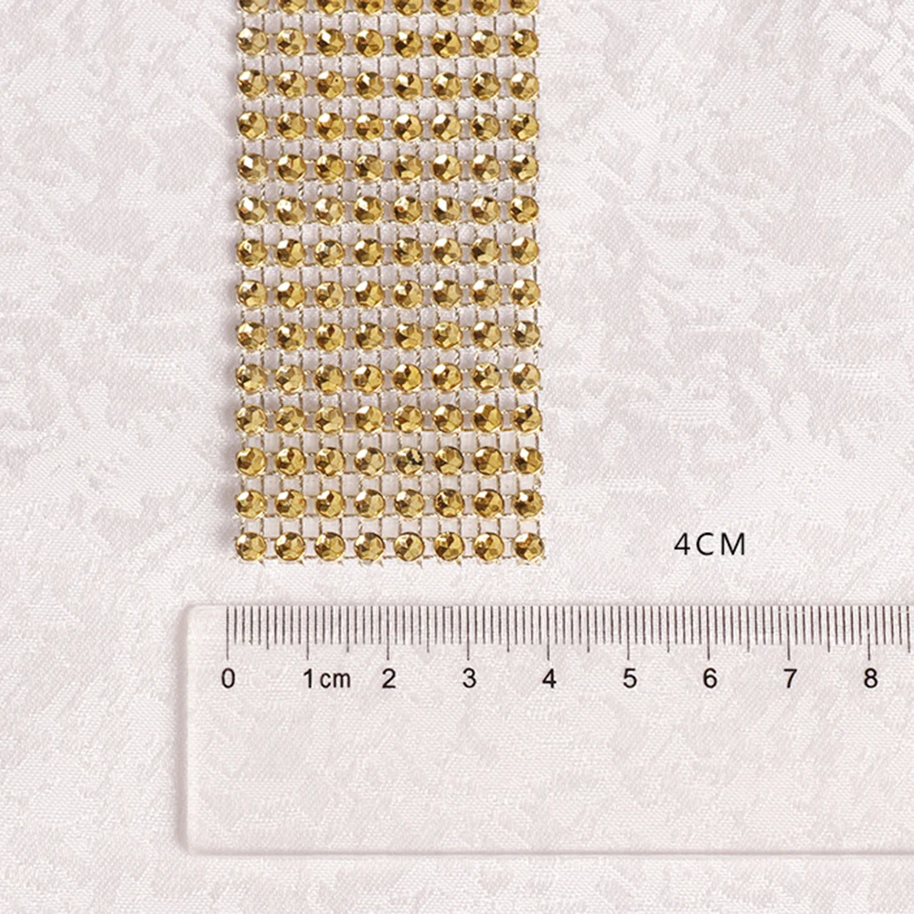 

10Pcs Gold 8 Rows Diamond Mesh Trim Rhinestone Bow Covers Holders Wedding Napkin Rings DIY Decor Table Decor Crafts