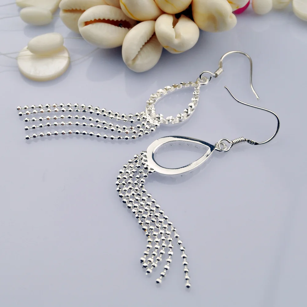 Женские серьги-подвески с кисточками из серебра 925 пробы | Украшения и аксессуары