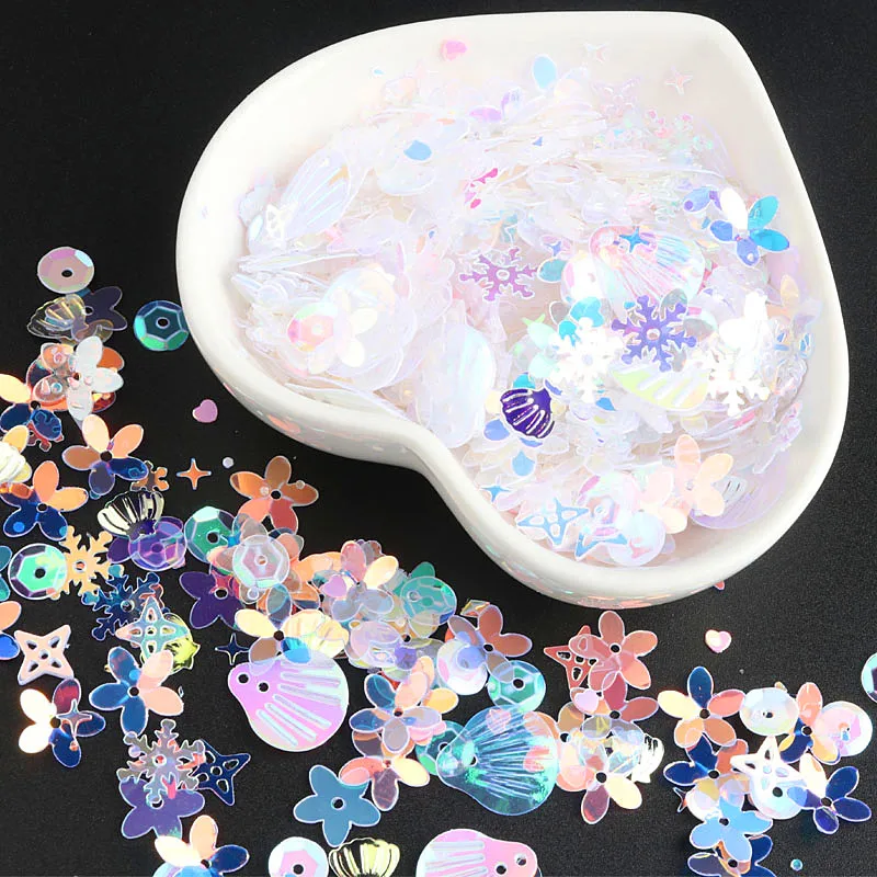 Смешанные Прозрачные бело розовые пайетки для рукоделия блестящая Звезда