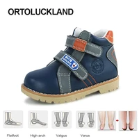 ortoluckland children casual shoes leather orthopedic footwear for kids boys demi season basketball short ankle rubber boots