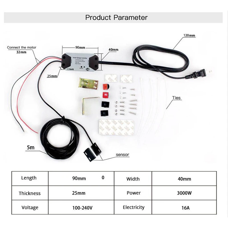 

Tuya Smart Wifi Garage Door Opener /Closed Compatible With Alexa Googel Home Smart Life WiFi Switch Smart Garage Door Opener
